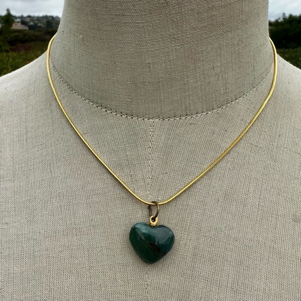 moss agate heart pendant necklace